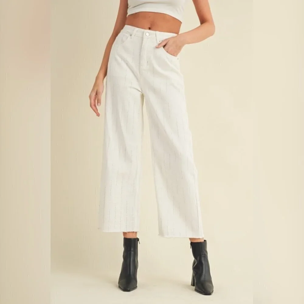 STILL BEJEWELED WHITE RHINESTONE JEANS